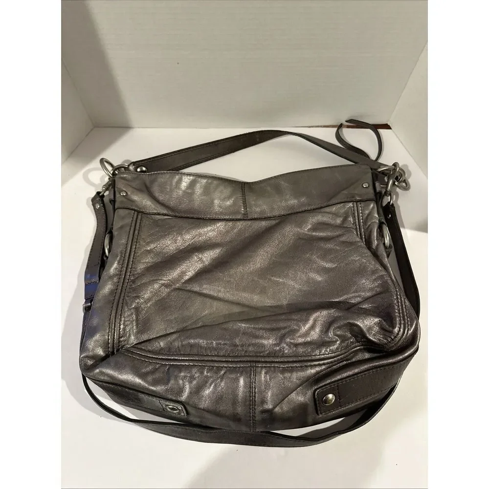 Coach‎ Women's Leather Zoe Convertible Shoulder ToCrossbody Hobo Bag Silver VTG